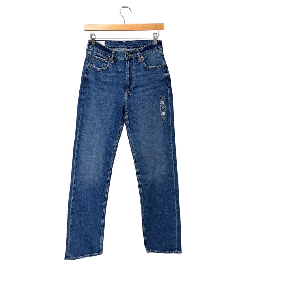 Gap 90s Loose High Rise Jeans Womens 25 0R Medium Wash Blue Straight Leg Denim
